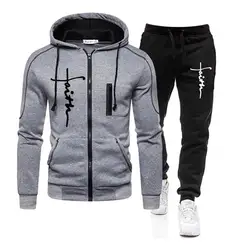 Outdoors Hoodie Daily Men's Clothing Jogging Casual Sports Suits Two Piece Set of Zipper Jacket and Pants 2024 New