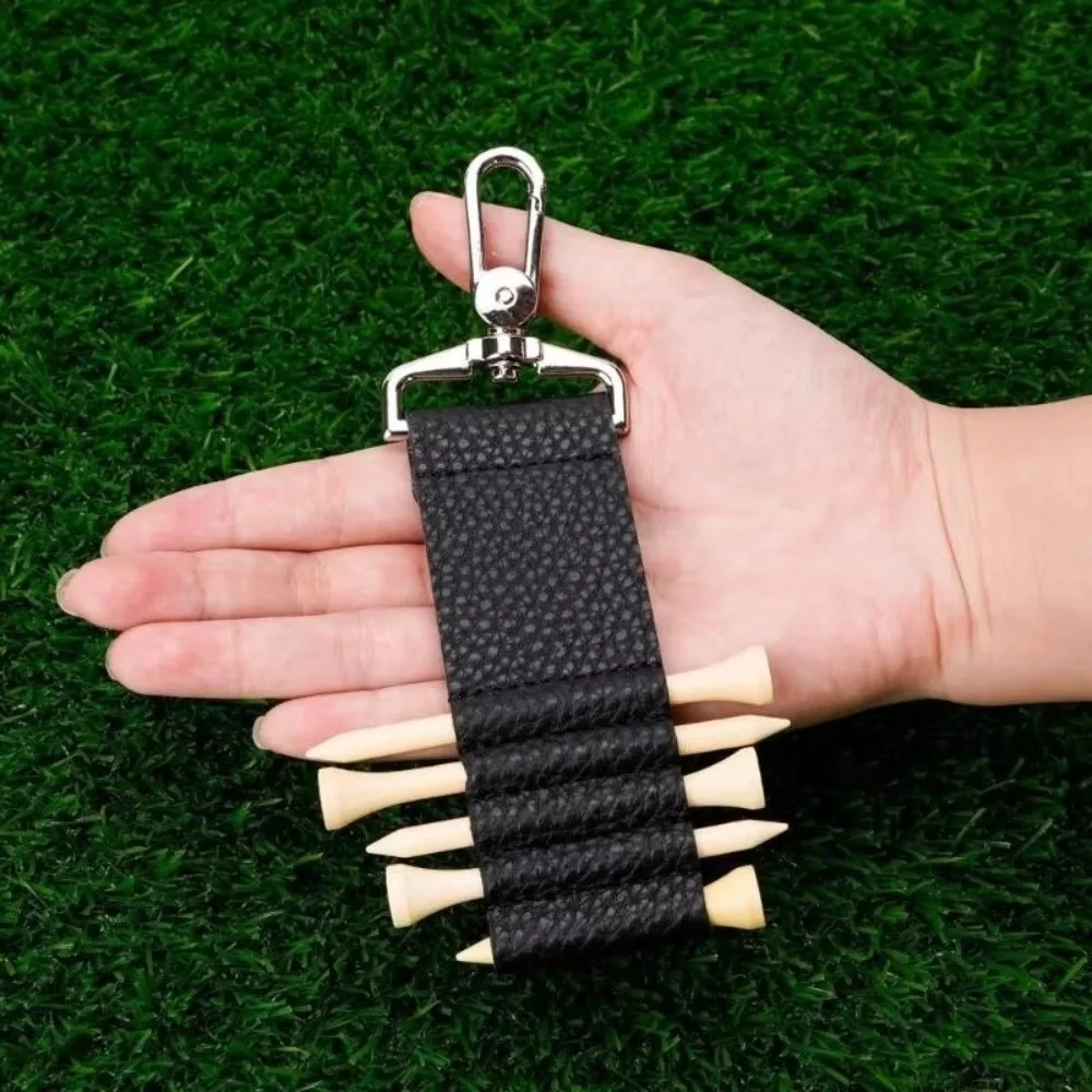 Professional Large Capacity Golf Tee Holder Anti-Loss Clip PU Leather Keychain Pouch Portable Outdoor Sports Gear Outdoor Sports