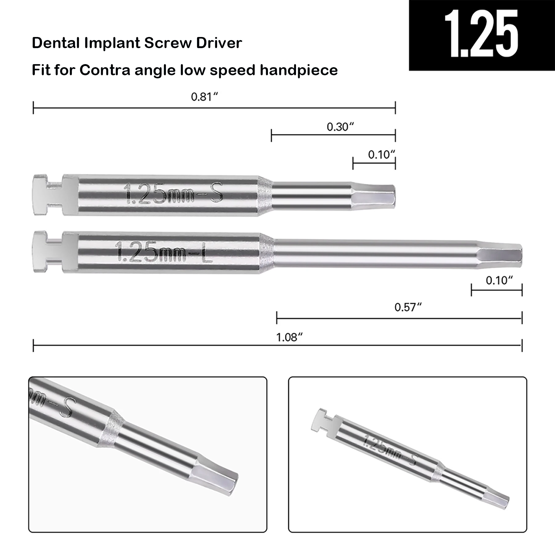 Dental Implant Hex Driver Abutment Screw Screwdriver For low speed contra angle