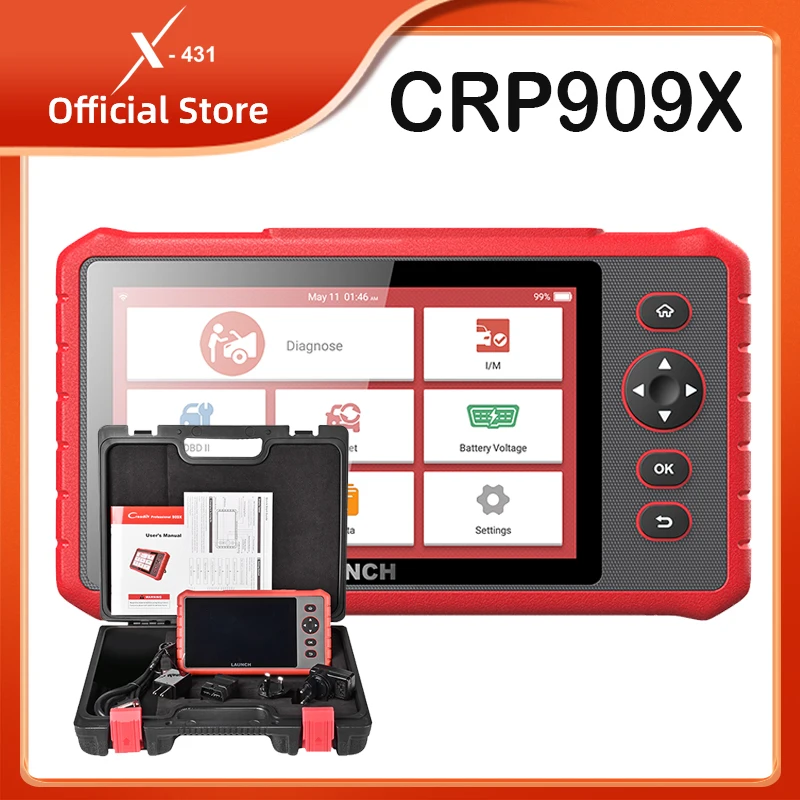 X-431 LAUNCH CRP909X OBD2 Scanner Automotive Scan Tool Car Diagnostics Tools Auto OBD Code Reader Free Shipping Diagnostic X431