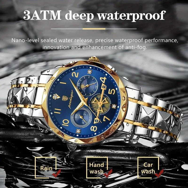 Swiss-reloj multifuncional para hombre, cronógrafo de cuarzo, resistente al agua, luminoso, a la moda, nuevo