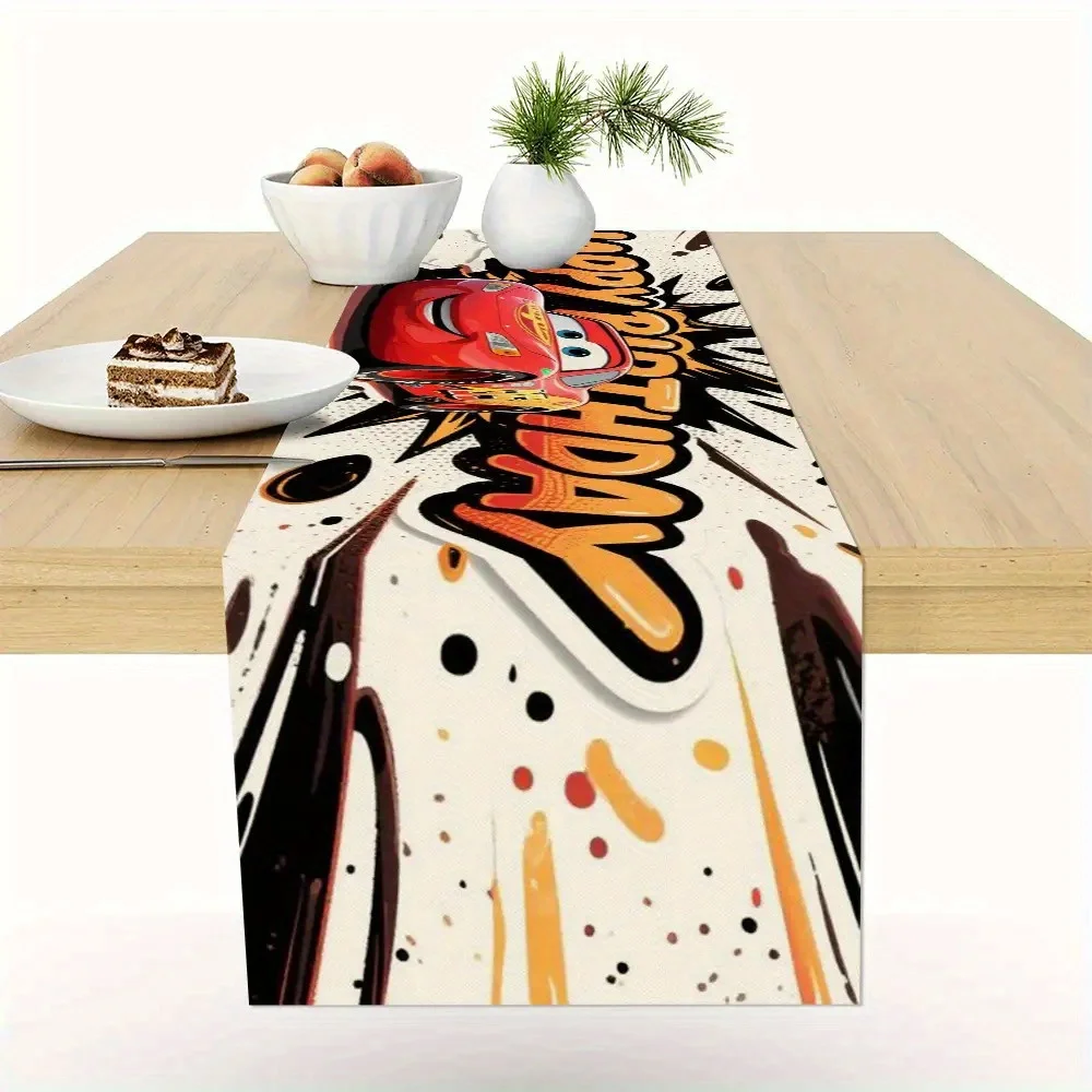 

Цельная квадратная скатерть Disney Cars Lightning Mcqueen с тематикой с днем рождения, моющаяся скатерть, подходит для украшения дома, семейных встреч, серийного сезона, празднования урожая