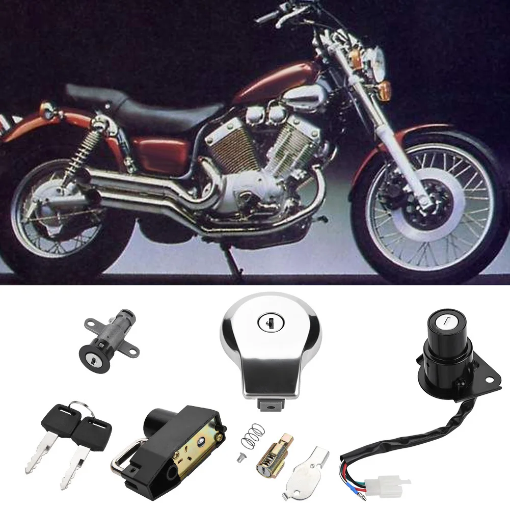 Motorcycle Ignition Switch Kit Fuel Tank Cap Seat Lock With Keys Fit For Yamaha Virago XV535 XV250 XV125