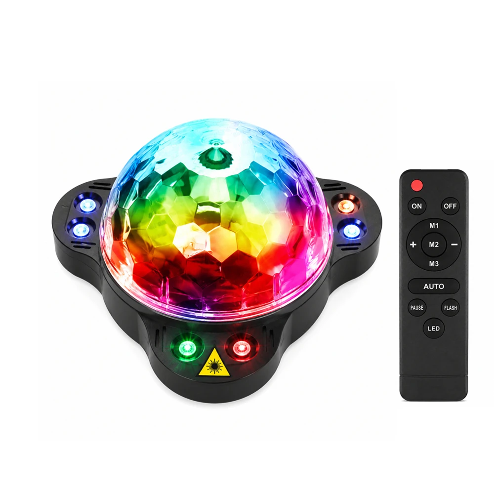 4-in-1 RGB Disco Party Light with Remote Control, Music Sync LED DJ Stage Light, Colorful Dance Lights for Birthday Party, Home view 6