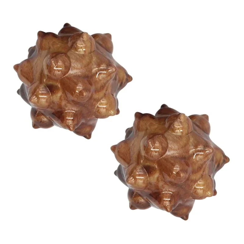 2 Wooden Hand Massage Balls Promote Blood Circulation Health Anti-Stress Palm