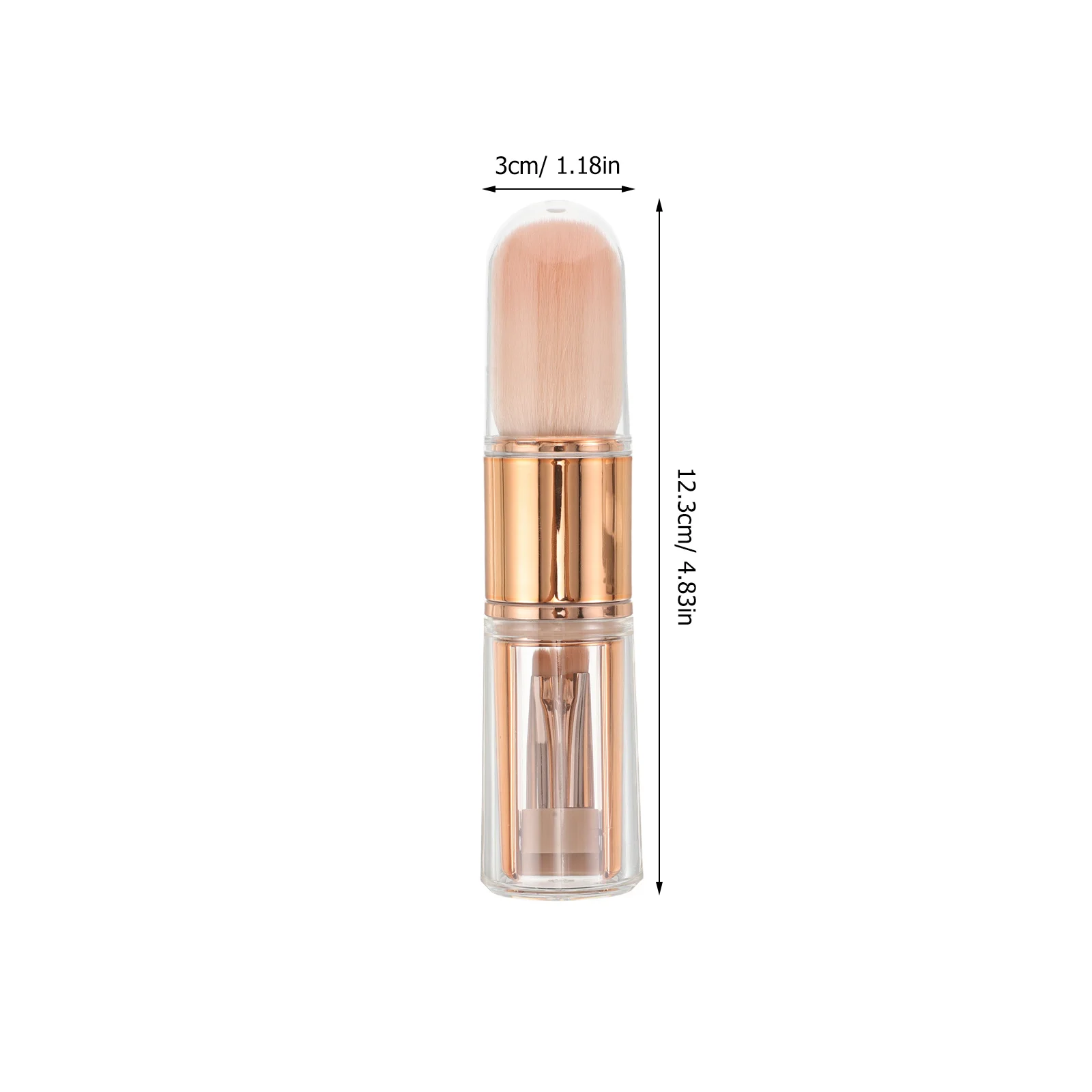 1 Set 5-In-1 Retractable Travel Makeup Brush Set Compact Portable Blush Eyeshadow Concealer Tool For Sensitive Gold