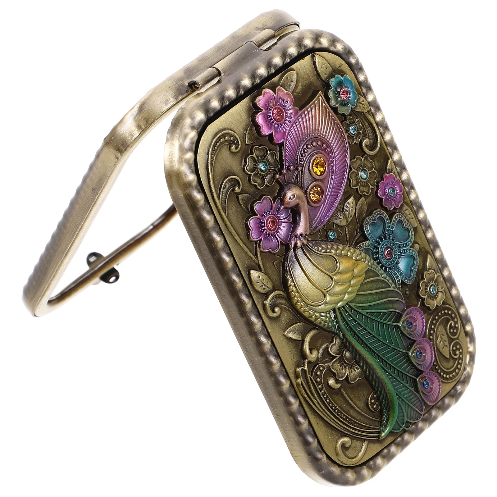 

Retro Portable Makeup Mirror Vintage Hand Mirror Durable Metal Foldable Pocket Round Compact Travel Accessories Mini Glass