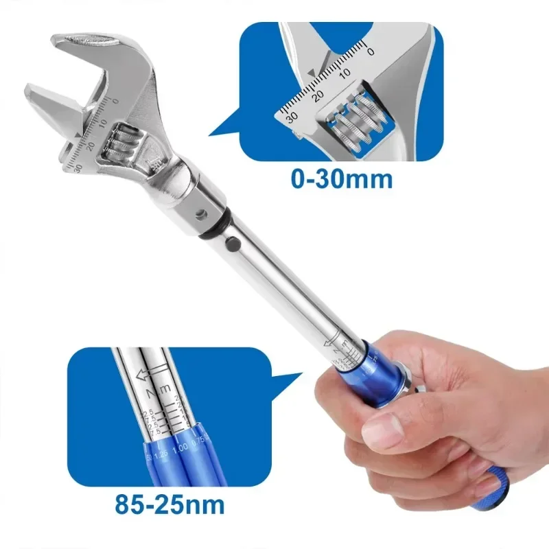 New Digital Adjustable Torque Wrench Steel 5-25 NM 30mm Steel Open End Torque Wrench Head Torque Wrench Hand Tool Bicycle Car