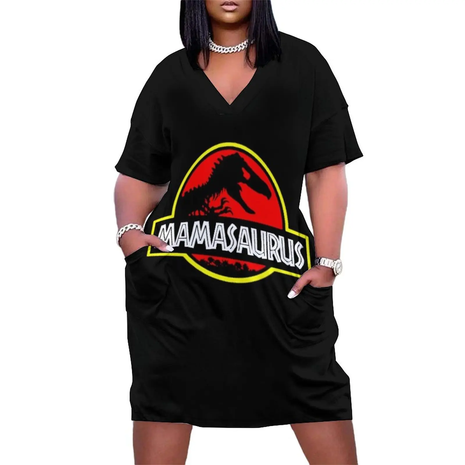

Mamasaurus Rex - Mothers Day Gift Funny Loose Pocket Dress luxury woman party dress women's clothing trend 2025