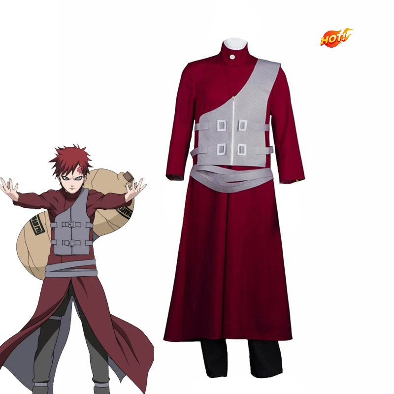 

2024 Anime Sabaku No Gaara Cosplay Costume Hokage Ninja Kazekage Clothing for Adult Coat Pants Halloween Party Outfits