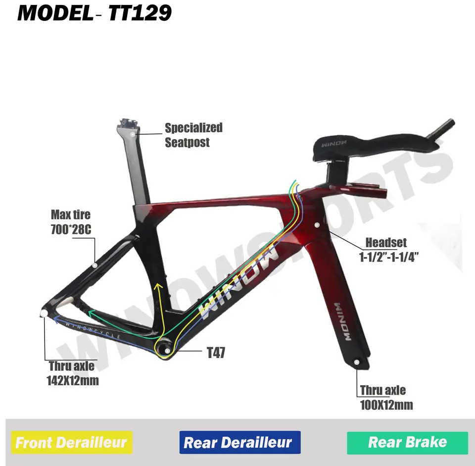 Winow Cycle New T1000 Carbon TT Bike Frame Aero Triathlon Bike
