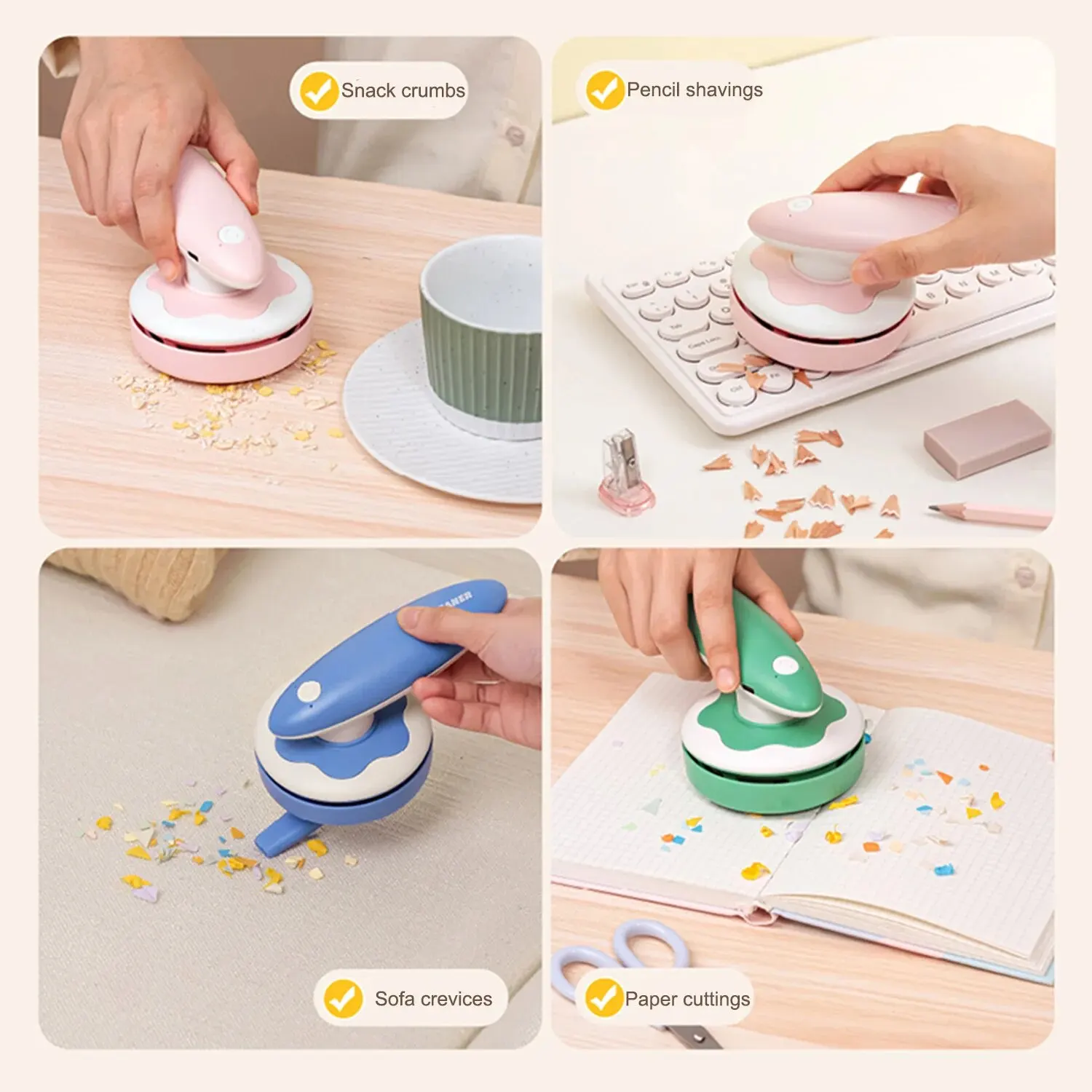 Strong Suction Desktop Vacuum Cleaner Portable Desk Mini Vacuum Cordless Mini Desk Vacuum for Cleaning Dust Crumbs Computer