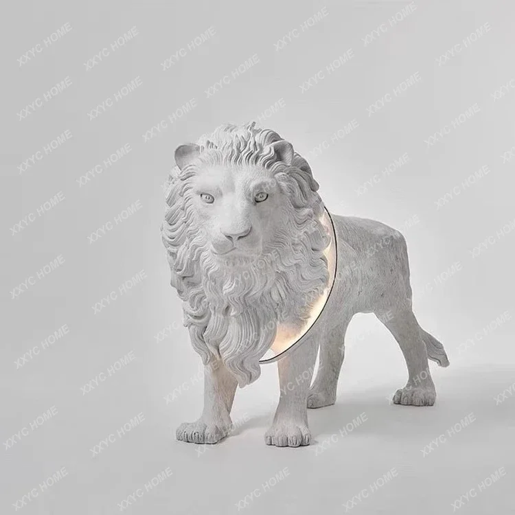 

Lion sculpture floor lamp modern living room large led lamp