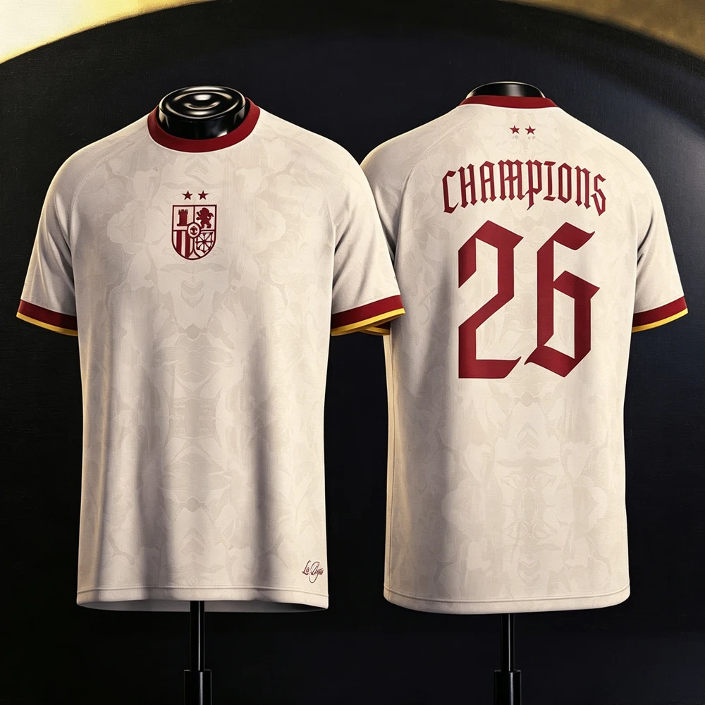 Spain 2026 Champions Jersey Men's Women's Sports Quick Dry Breathable Short Sleeve T-shirts Football Training Jerseys For Fans