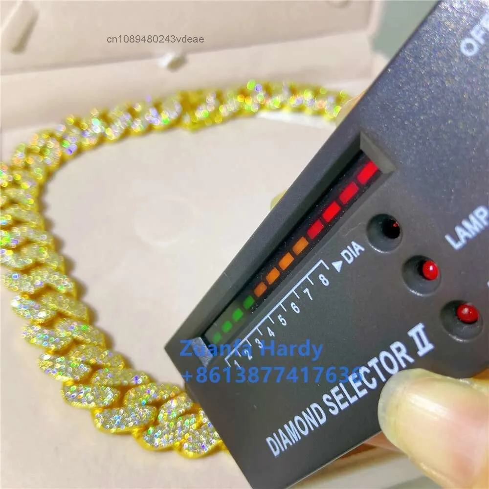 Pass Tester Hip Hop Bling Jewelry 19mm Vvs Moissanite Necklace Men Fashion Iced Out Cuban Link Chain.