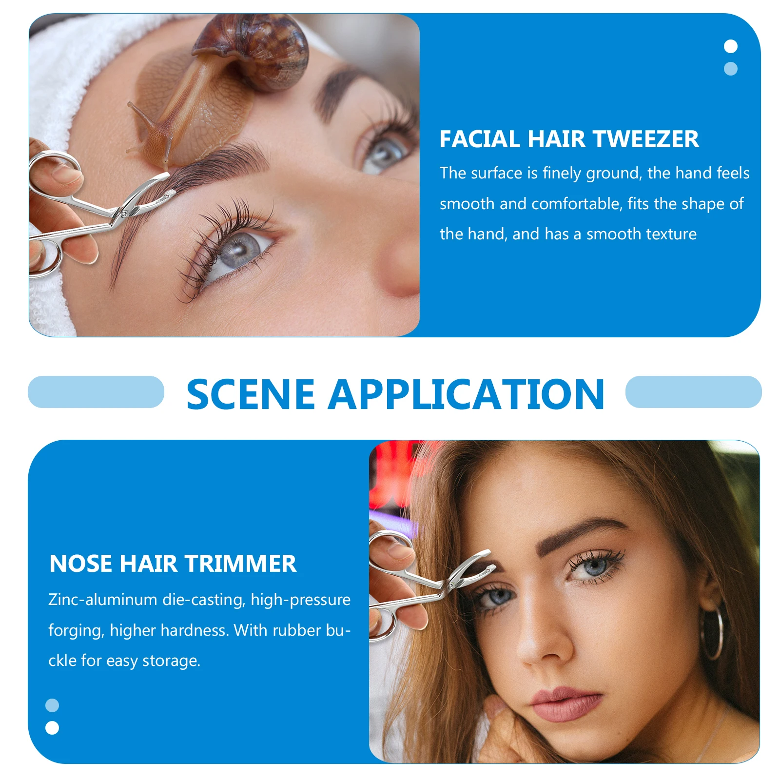 

6pcs Stainless Steel Eyebrow Tweezers Professional Facial Hair Trimmer Nose Hair Remover Smooth Rubber Storage Zinc Aluminum Die
