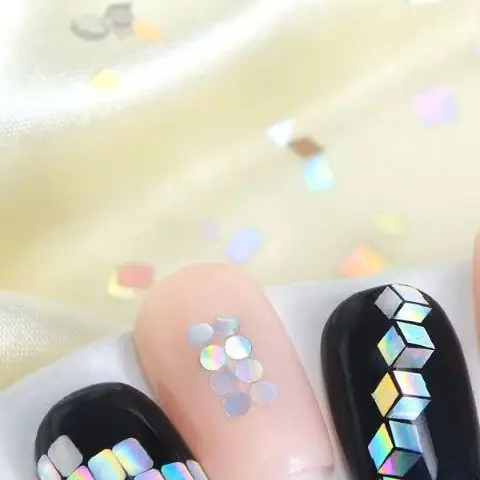 6 grilles pour amélioration des ongles, Laser, paillettes, Flash, motifs géométriques, décoration des ongles, breloque, outils de manucure à faire soi-même