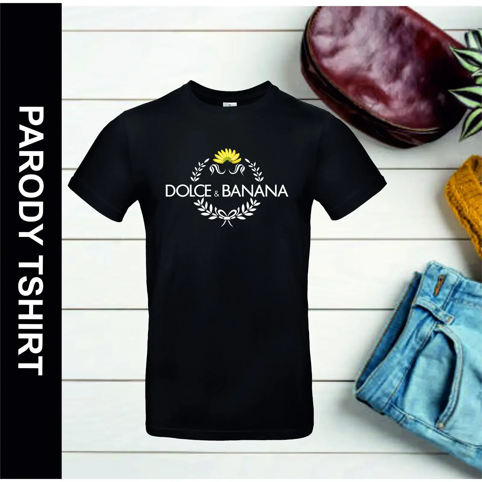 Parody Dolce amp Banana T shirt Funny Design Cotton vintage Washed homme Stretched Casual streetwear designer clothes Slightly