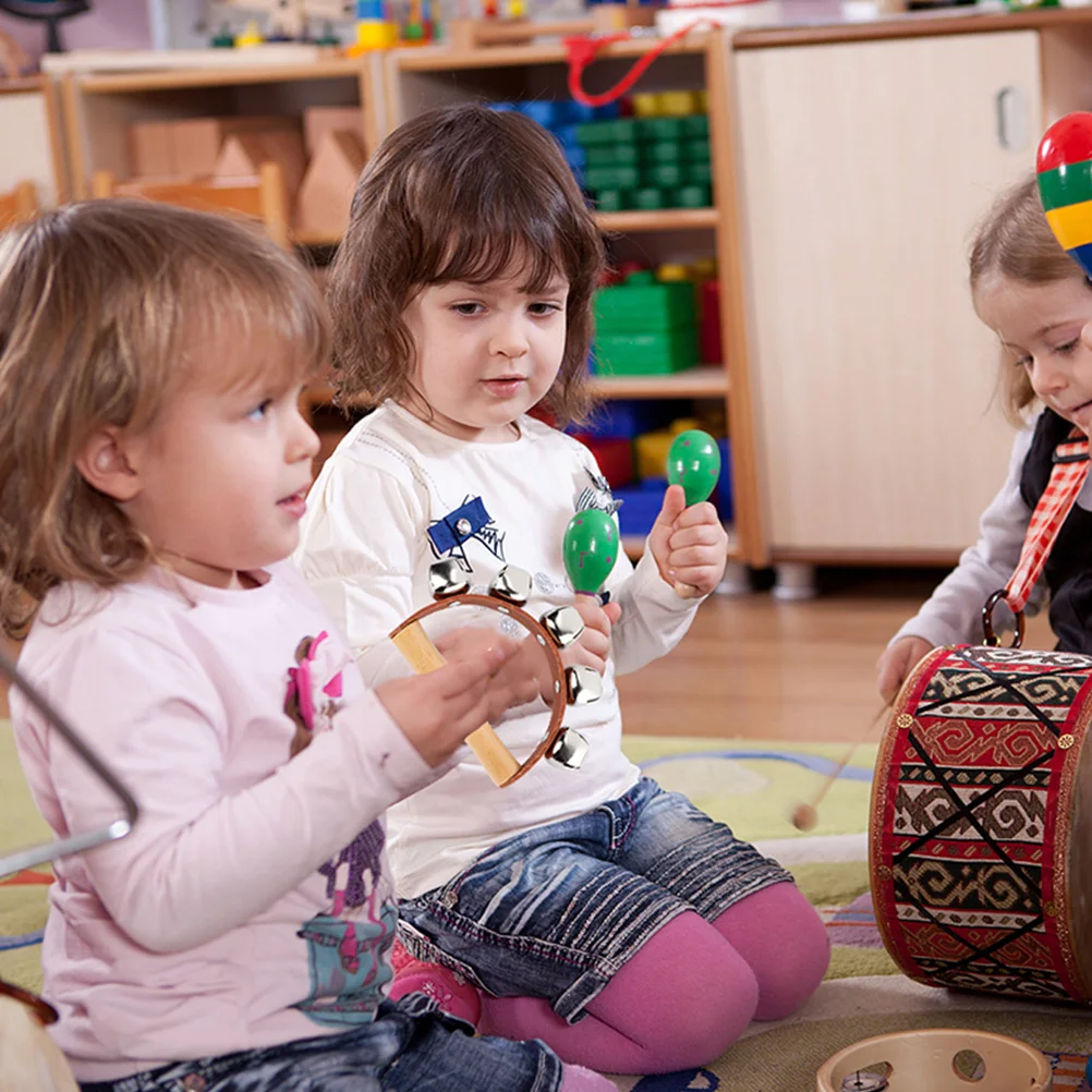 

2pcs Hand Bells Musical Toys Safe Material Kids Music Learning Practice Preschool Instruments Tambourine Gifts