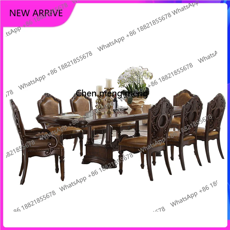Europeu retro madeira maciça longa mesa de jantar país americano mesa de conferência casa mesa de jantar restaurante h
