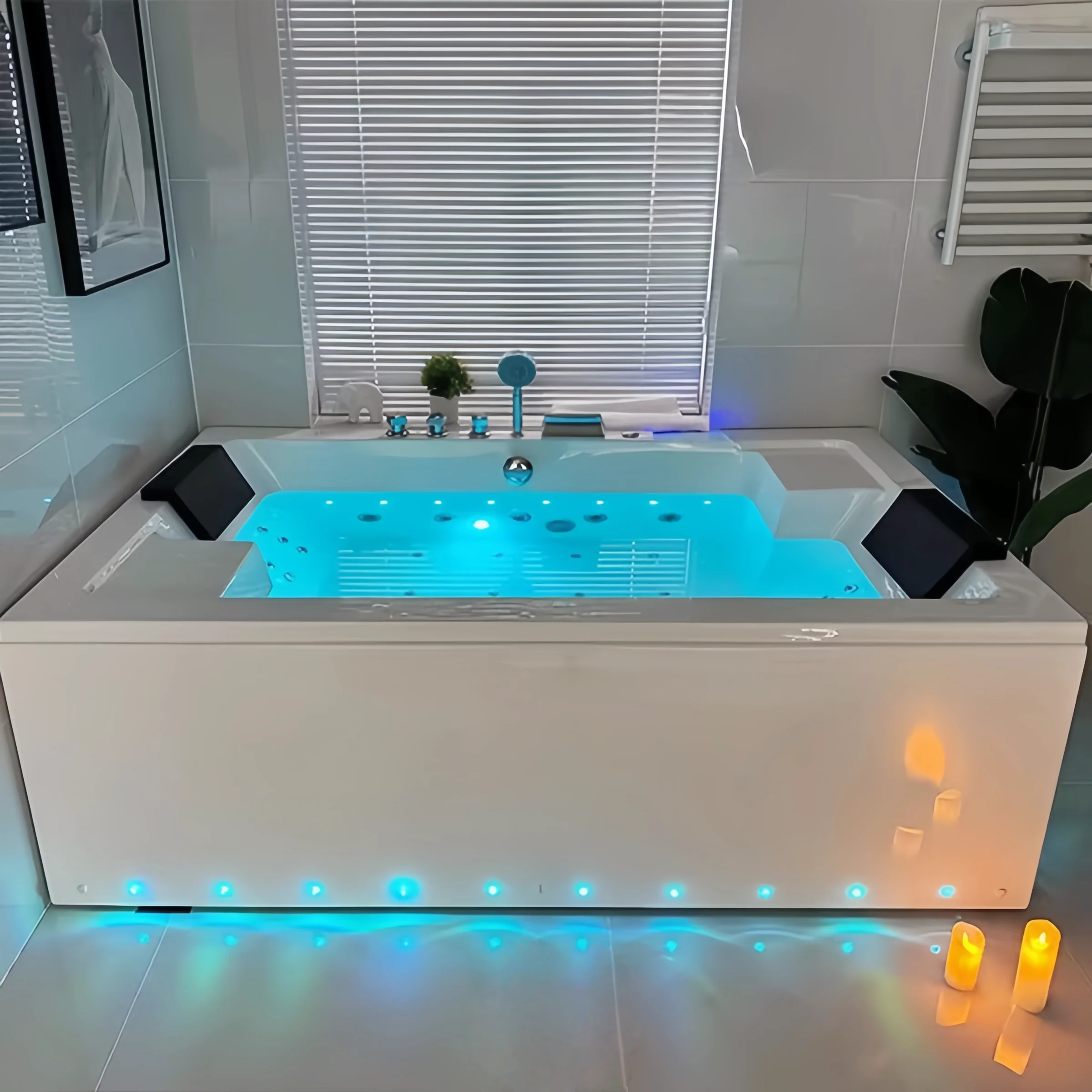 2 Person Big Jet-Activated Acrylic Spa Massage Bathtub Adult Luxury Whirlpool Jetting System Bathtubs & Whirlpools for Bathroomp