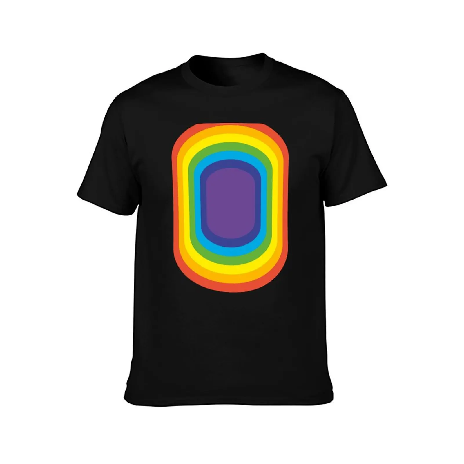 Oblong Rainbow Color T-Shirt Soft Basic Cotton Short Sleeve Tee T-Shirt