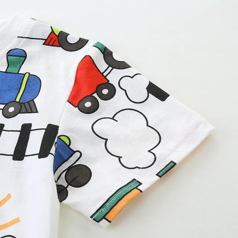 Little maven 2024 Baby Boys T-shirts New Cartoon Trains Cotton Tops Chidlren\'s Clothing Casual Kids Clothes Tops 2-7yea