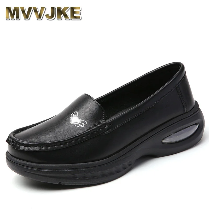 

Women Genuine Leather Nurse Shoes Office Work Single Shoes Outdoor Daily Walking Shoes Mother Nurse Loafers Large Size 34-42