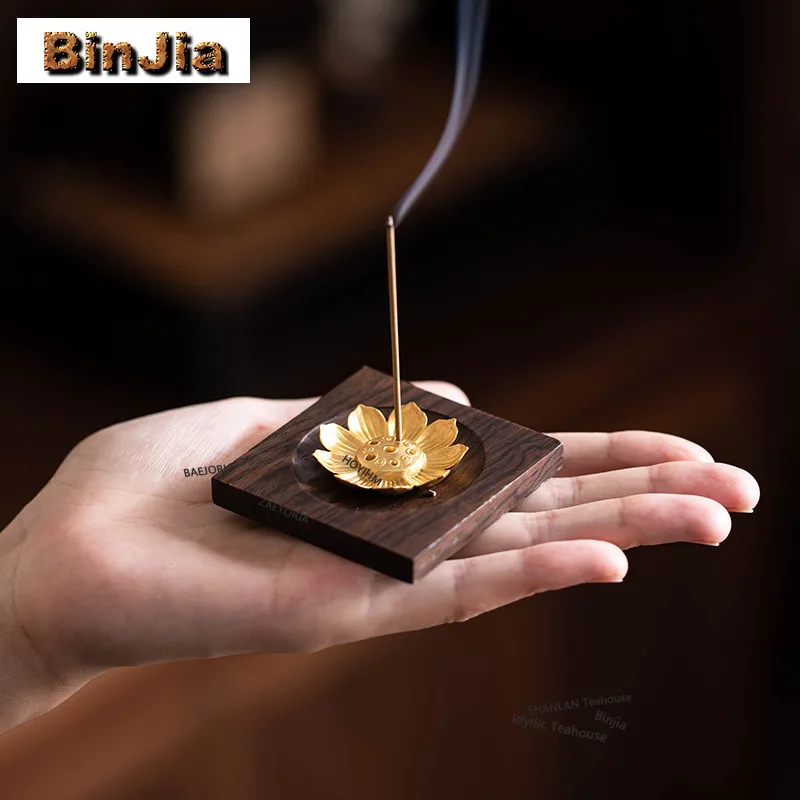 BAEJORIA Lotus-shaped Incense Holder Antique Diffuser Incense Burners Consecrate Scented Aromatic Candles Censer Bedroom Craft