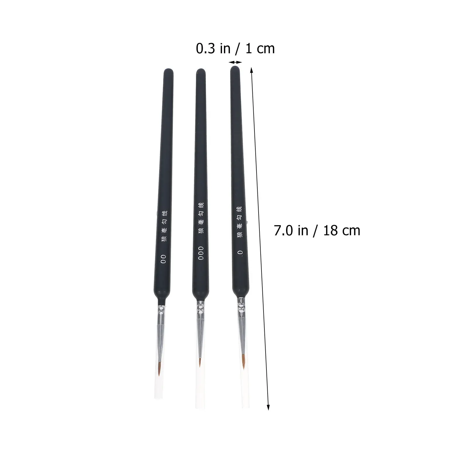 3Pcs Wolf Hair Liner Brushes Set 000 00 0 for Miniatures Painting Acrylic Watercolor Oil Gouache Detail Art Professional