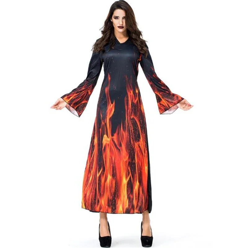 

New Arrival Women Flame Devil Costume Halloween Adult Party Cosplay Fantasia Clothing