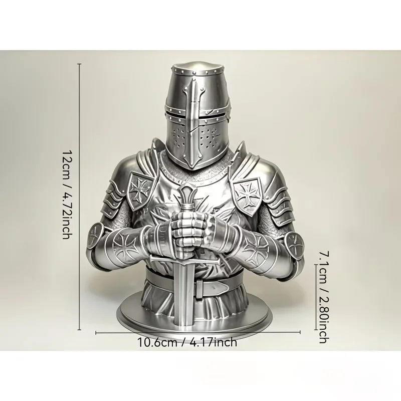 Battle-Hardened Crusader Guardian, Stoic Templar Knight Bust Religious Zealot Figure Display Cabinet view 5