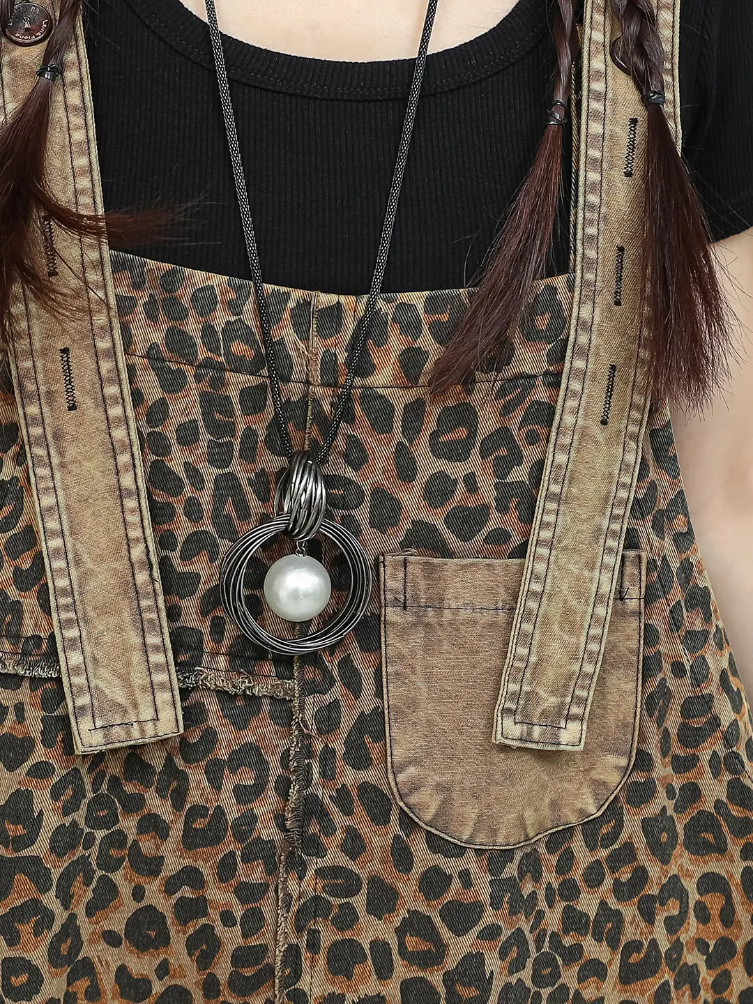 Cool Leopard Print Work Jumpsuit Women Summer Loose Distressed Thin Denim Sleeveless Jumpsuit ZXY085 - Image 5