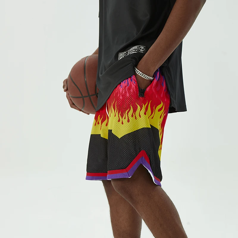 FOAG summer new American flame theme over-the-knee shorts running moisture wicking men's basketball pants