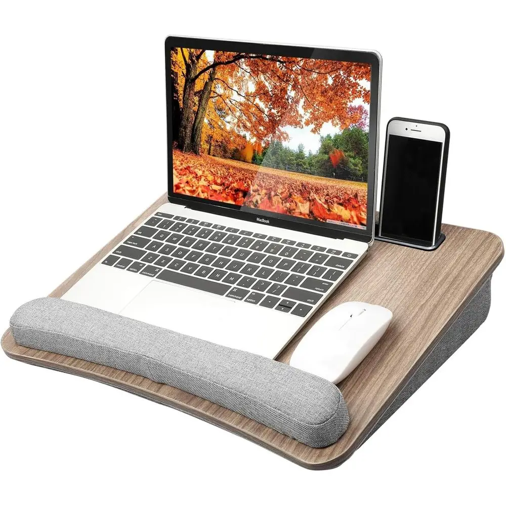 

Portable Lap Laptop Desk with Pillow Cushion, Fits up to 15.6 inch Laptop, with Anti-Slip Strip & Storage Function for Home Offi