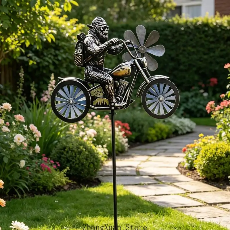 Einzigartiges Biker-Windspiel aus Metall, Gartendekoration für Terrassen, Rasen, Landschaft, 3 x – Detail 4