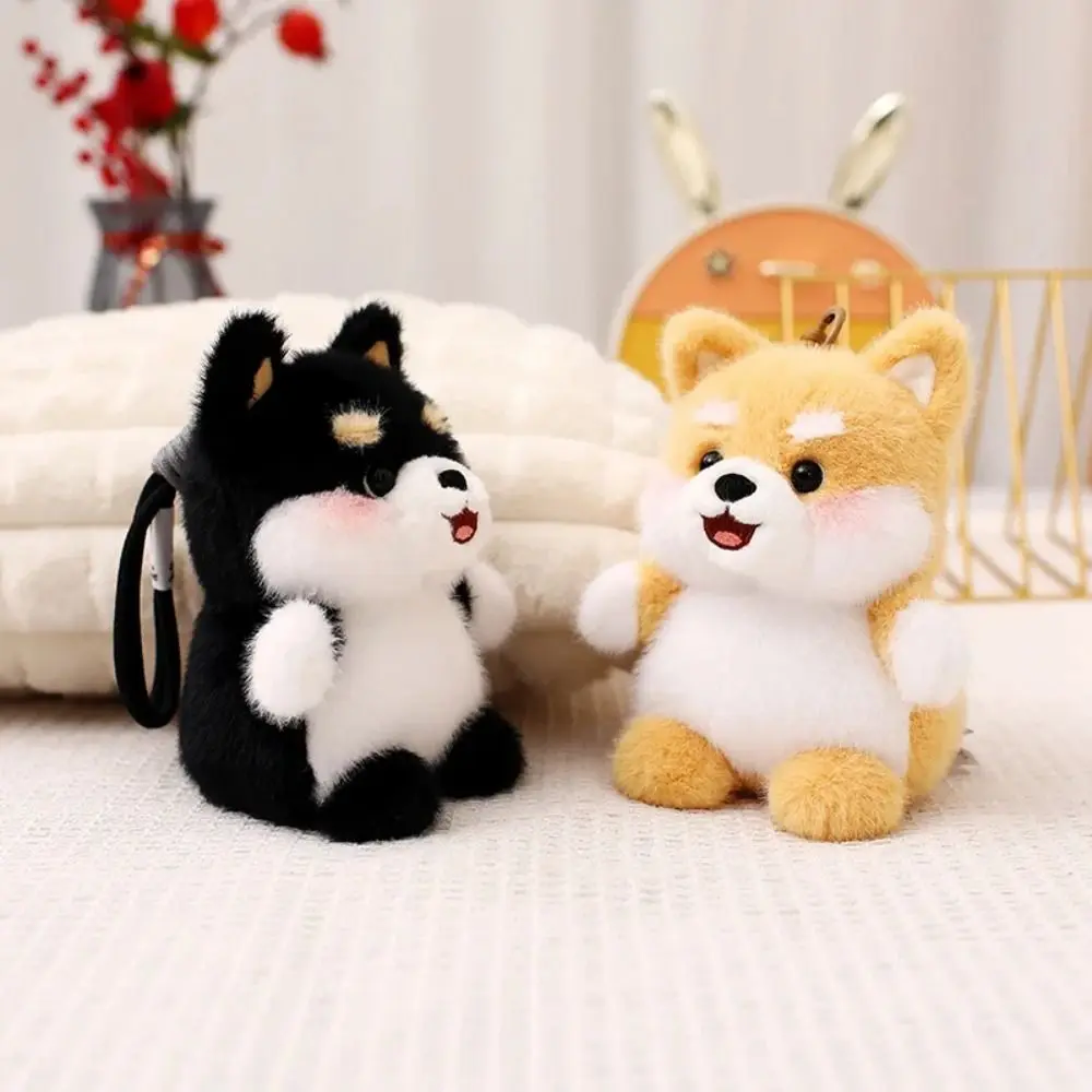 Filhote de cachorro bonecas cão pingente de pelúcia schnauzer saco charme husky corgi pelúcia shiba inu animal de pelúcia cão chaveiro decoração do carro