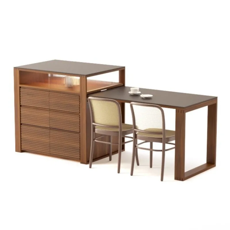 Black walnut, all solid wood slate island dining table integrated