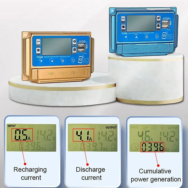 Bluetooth Zonnepaneel Controller 30A/40A/50A/60A 2 USB Digitale Display LCD Scherm MPPT zonnepanelen Batterij Laadregelaar