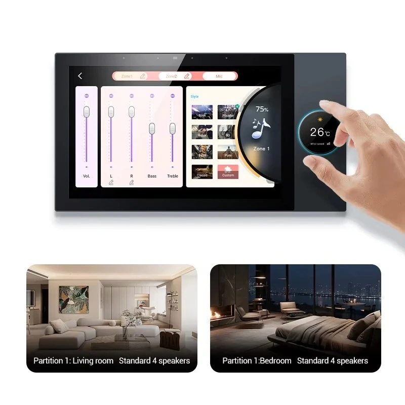 

Smart Home Automation System Wall Switches Bluetooth Connectivity Individual Music Playback Dual Zone-Android Tuya App