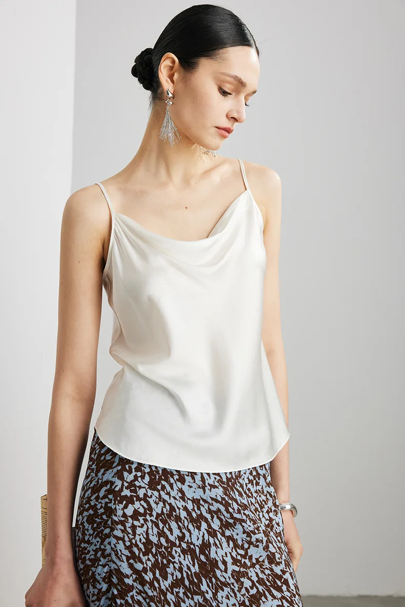 

Женская майка из 90% шелка, весенне-летняя, однотонная, свободного кроя, элегантная.