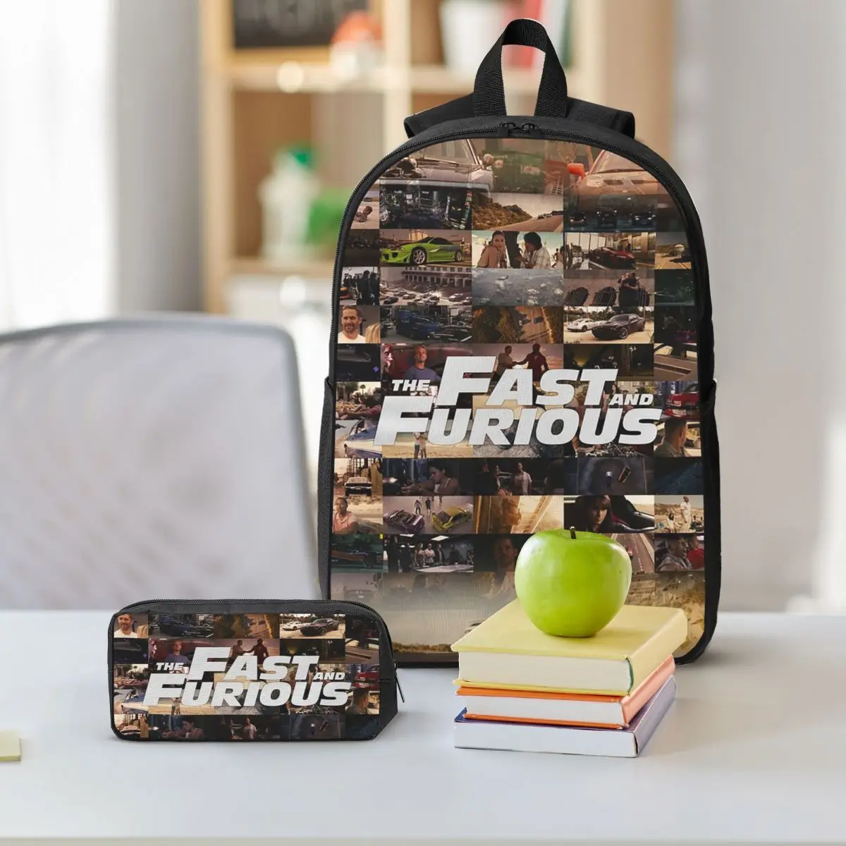 Fast And Furious Legends Tribute Backpack Boys Girls BookBag School Bag Shoulder Bags 3ps Insulated Lunch Bag Pencil Case