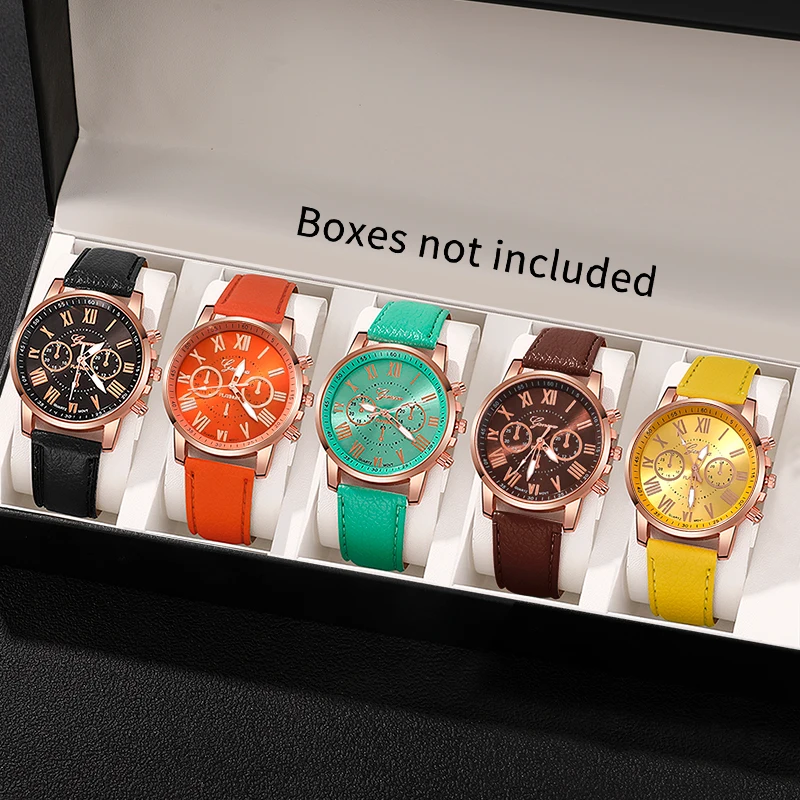 7pcs/5pcs College Fashion Women's Round Quartz Watch Combination Set, suitable for daily wear and holiday gifts