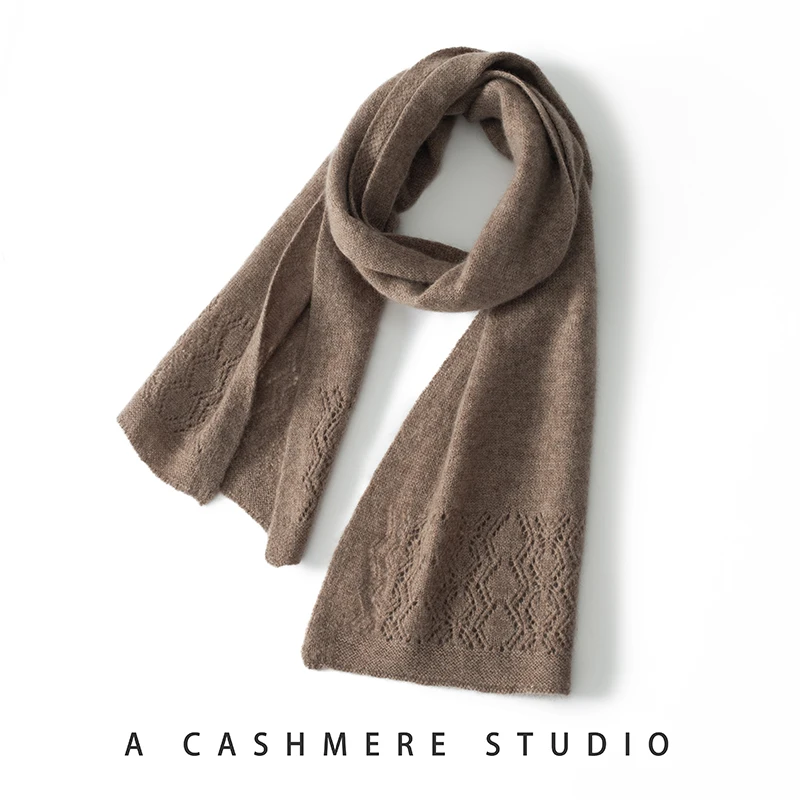 2022 Winter New Fashion Solid Color Cahsmere Scarf Women Outdoor Keep Warm Soft Cashmere Knitted Jacquard Long Scarves 140*30