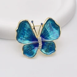 Blue enamel butterfly brooch for women's party gift accessories, men's retro brooch bouquet