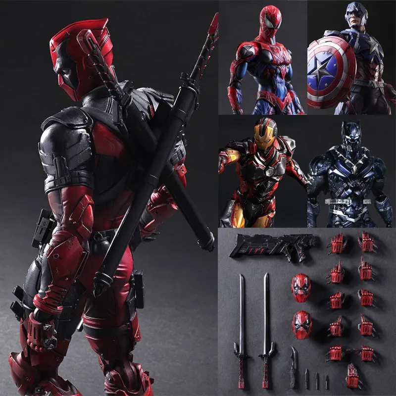 Play Arts Kai Iron Spider Infinity War Deadpool Avengers Endgame Captain America Thor 9.5 Inch Action Figures Collectible Gift