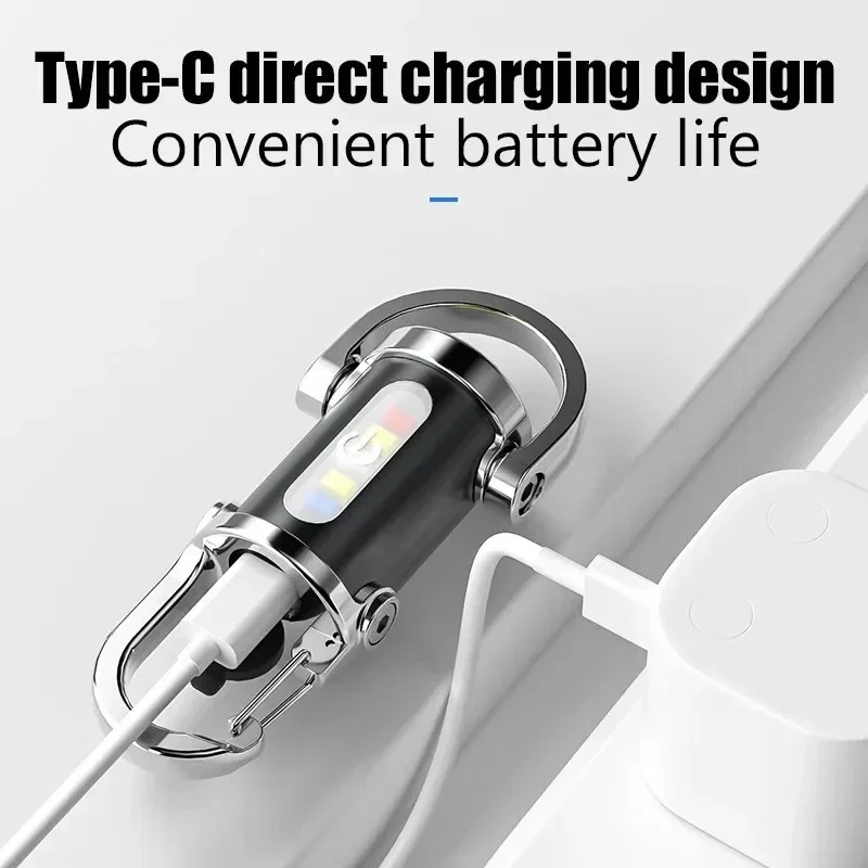 New COB LED Flashlight Keychain USB Rechargeable Waterproof Portable Camping Lantern for Stroller/Walking/Camping /Riding