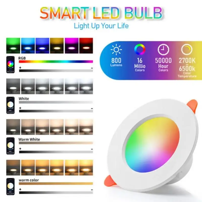 Bluetooth Tuya Smart Downlight Colorful LED Spot Lamp Recessed Round Light Smart Home Luminaire RGB Dimmable Via Alexa Google