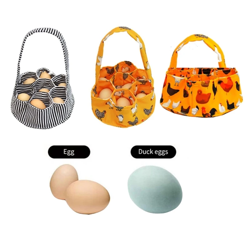 Foldable Eggs Collection Basket 7 Pockets Chicken Eggs Storage Bag Convenient Collecting Bag for Home Farm Garden Use