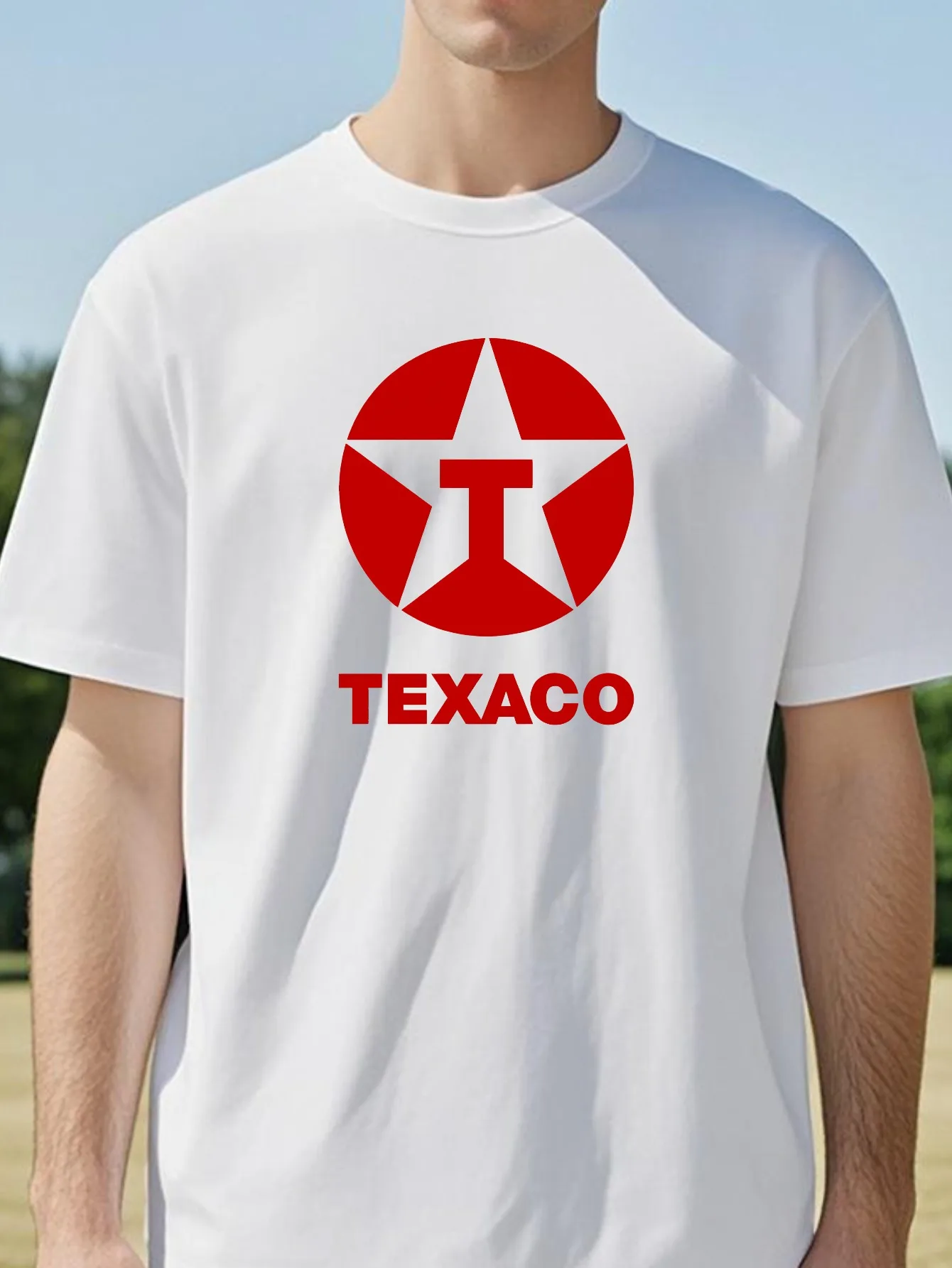 

Texaco Oil Double Side Print Retro T Shirt summer Unisex designer clothes homme fashion Versatile tee o-neck Short Sleeve tshirt